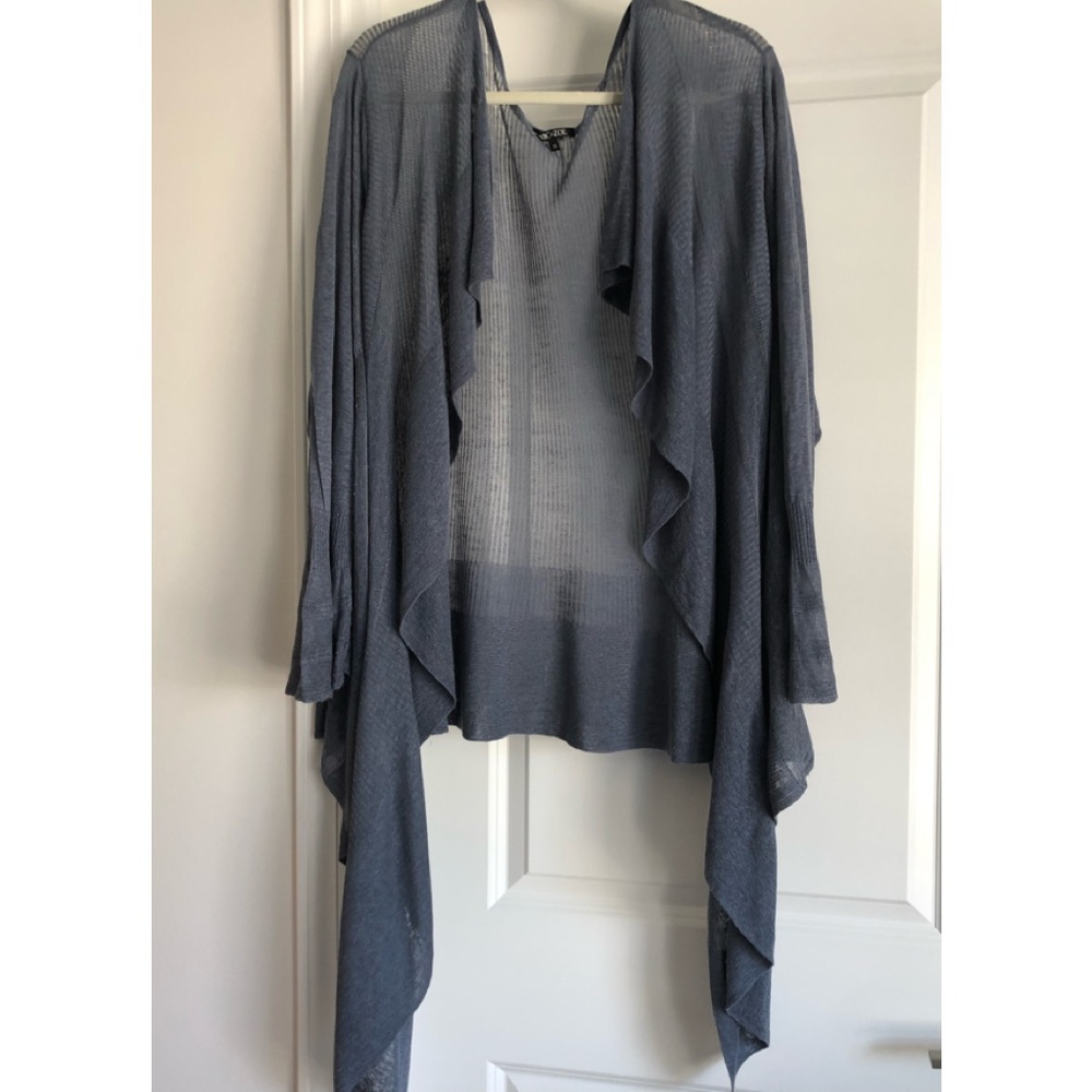 NIC + ZOE Blue Front Flap Wrap Sweater Style